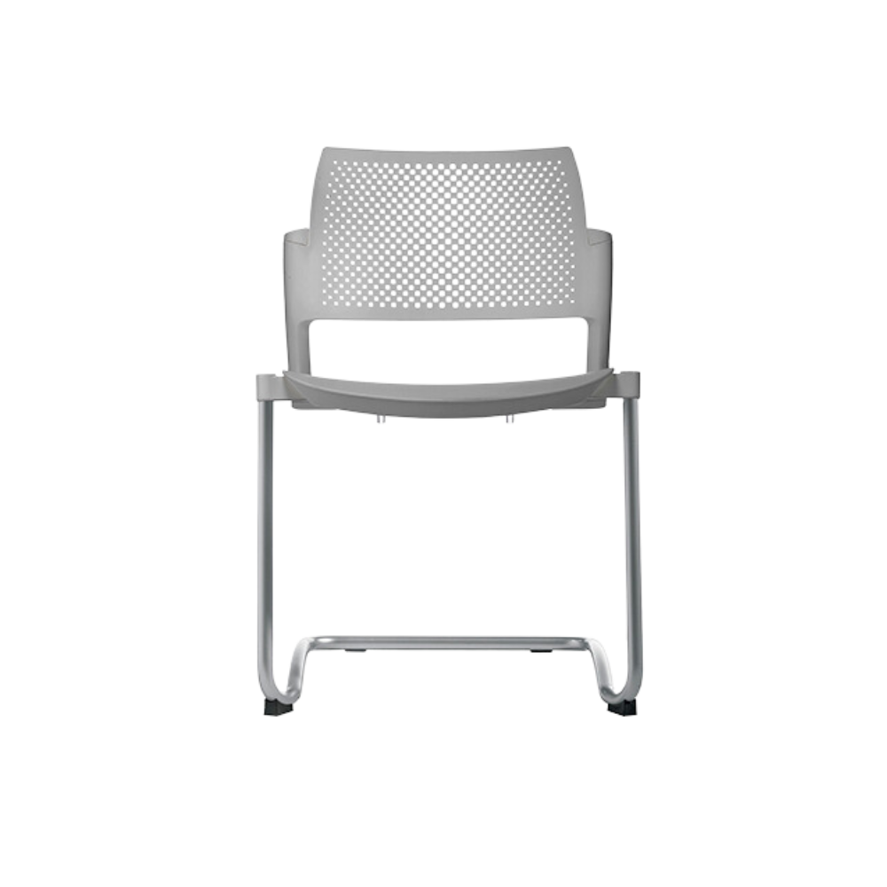 Silla de visita KYOS estructura tipo trineo de acero tubular de 7/8" de diámetro calibre 14 con acabado en pintura epóxica (electrostática) color negro mate o gris Aura Muebles modelo OHV-319