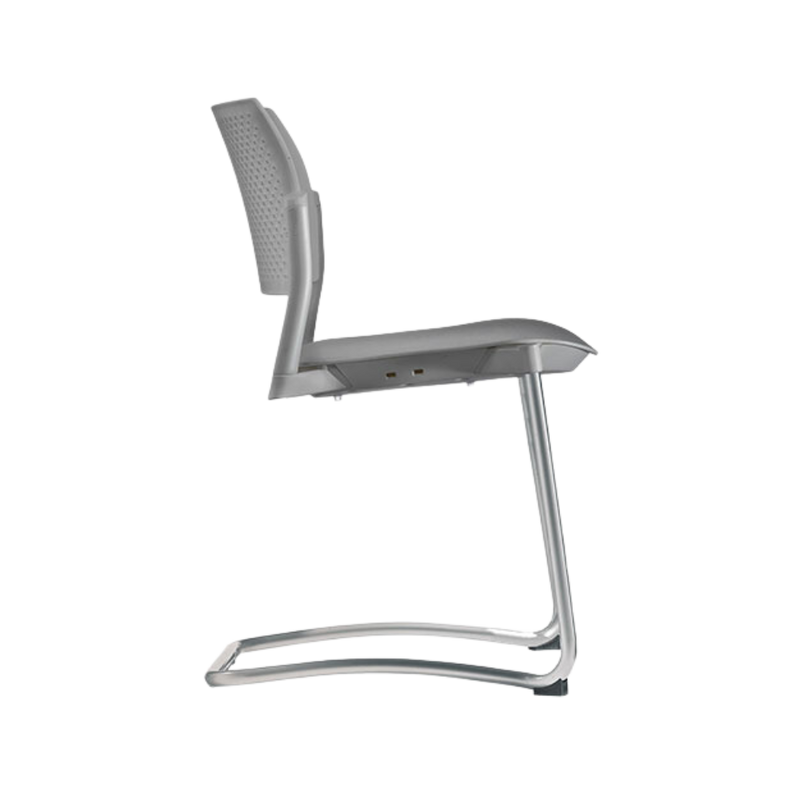 Silla de visita KYOS estructura tipo trineo de acero tubular de 7/8" de diámetro calibre 14 con acabado en pintura epóxica (electrostática) color negro mate o gris Aura Muebles modelo OHV-319