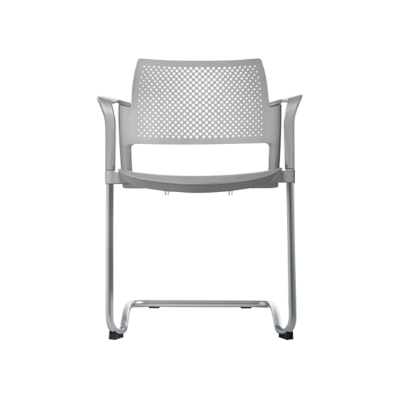 Silla de visita KYOS estructura tipo trineo de acero tubular de 7/8" de diámetro calibre 14 con acabado en pintura epóxica (electrostática) color negro mate o gris y con descansabrazos de poliuretano en color gris blanco o negro Aura Muebles modelo OHT-320