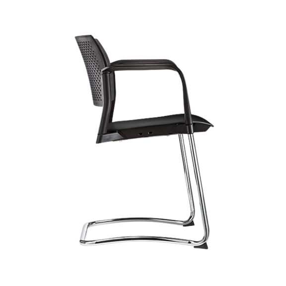 Silla de visita KYOS Estructura de tipo trineo de acero tubular de 7/8" de diámetro calibre 14 terminado en cromo y con descansabrazos de poliuretano en color gris blanco o negro Aura Muebles modelo OHT-322 cromada