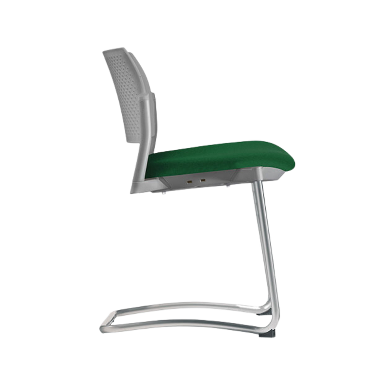 Silla de visita KYOS estructura tipo trineo de acero tubular de 7/8" de diámetro calibre 14 con acabado en pintura epóxica (electrostática) color negro mate o gris Aura Muebles modelo OHT-355