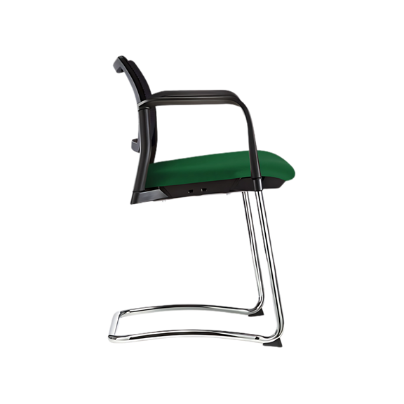 Silla de visita KYOS Estructura Tipo trineo de acero tubular de 7/8" de diámetro calibre 14 terminado en cromo y con descansabrazos de poliuretano en color gris o negro Aura muebles modelo OHT-376 cromada
