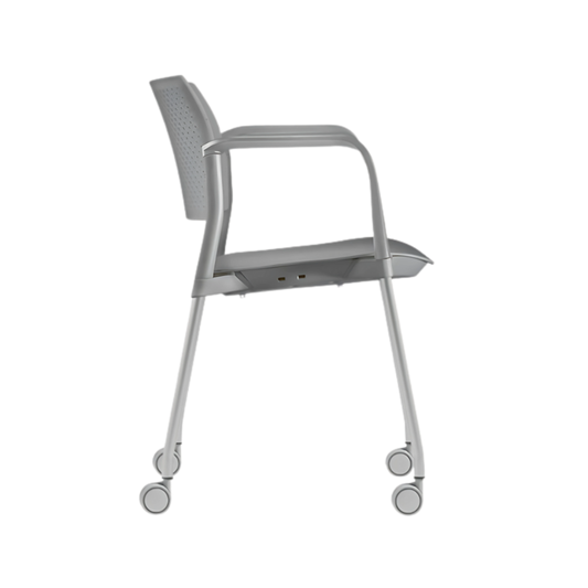 Silla de visita KYOS estructura de acero tubular de 7/8" de diámetro calibre 14 con acabado en pintura epóxica (electrostática) color negro mate o gris Aura Muebles modelo OHV-313