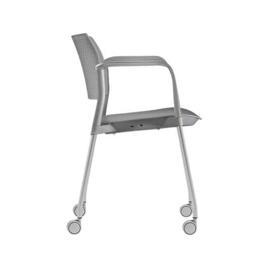 Silla de visita KYOS estructura de acero tubular de 7/8" de diámetro calibre 14 con acabado en pintura epóxica (electrostática) color negro mate o gris Aura Muebles modelo OHV-313