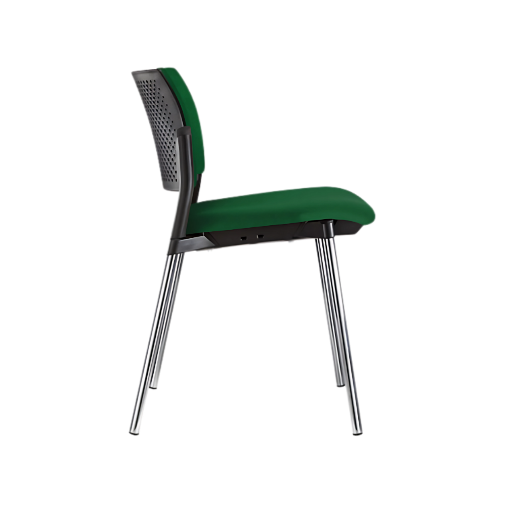 Silla de visita KYOS asiento y respaldo hule espuma de poliuretano inyectado flexible con densidad de 60 kgs/m3 con retardante a la flama y alta resilencia Aura Muebles modelo OHV-333 cromada