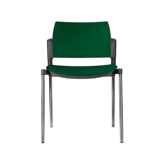 Silla de visita KYOS asiento y respaldo hule espuma de poliuretano inyectado flexible con densidad de 60 kgs/m3 con retardante a la flama y alta resilencia Aura Muebles modelo OHV-333 cromada
