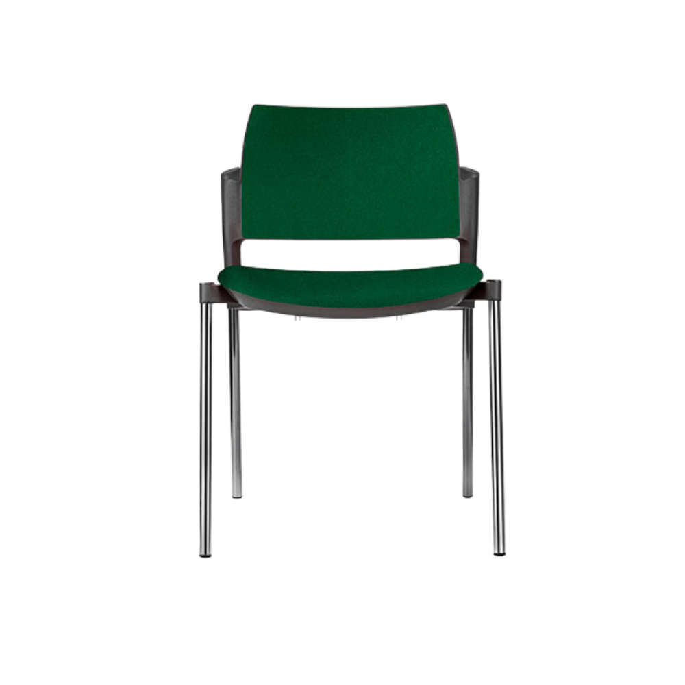 Silla de visita KYOS asiento y respaldo hule espuma de poliuretano inyectado flexible con densidad de 60 kgs/m3 con retardante a la flama y alta resilencia Aura Muebles modelo OHV-333 cromada