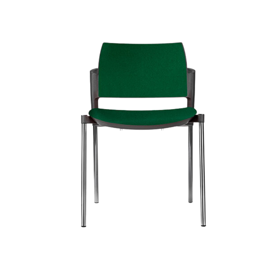 Silla de visita KYOS asiento y respaldo hule espuma de poliuretano inyectado flexible con densidad de 60 kgs/m3 con retardante a la flama y alta resilencia Aura Muebles modelo OHV-333 cromada