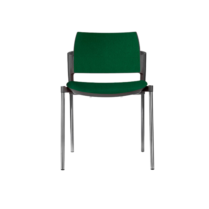 Silla de visita KYOS asiento y respaldo hule espuma de poliuretano inyectado flexible con densidad de 60 kgs/m3 con retardante a la flama y alta resilencia Aura Muebles modelo OHV-333 cromada