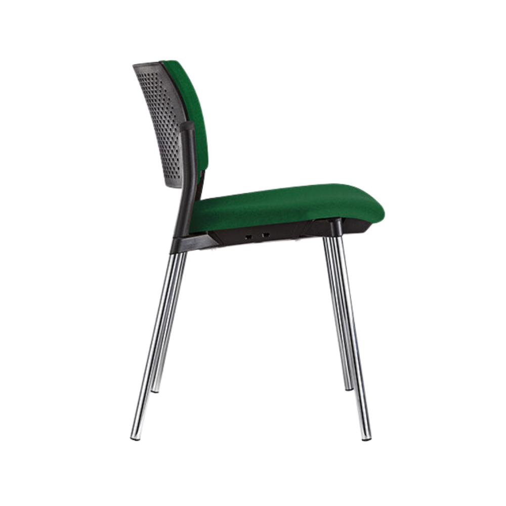 Silla de visita KYOS asiento y respaldo hule espuma de poliuretano inyectado flexible con densidad de 60 kgs/m3 con retardante a la flama y alta resilencia Aura Muebles modelo OHV-333 cromada