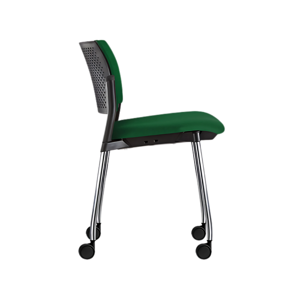 Silla de visita KYOS asiento y respaldo de hule espuma de poliuretano inyectado flexible con densidad de 60 kgs/m3 con retardante a la flama y alta resilencia Aura Muebles modelo OHV-334 cromada