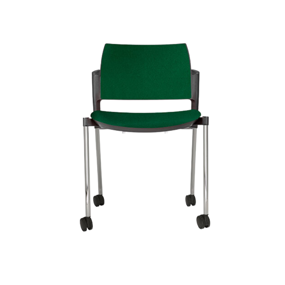 Silla de visita KYOS asiento y respaldo de hule espuma de poliuretano inyectado flexible con densidad de 60 kgs/m3 con retardante a la flama y alta resilencia Aura Muebles modelo OHV-334 cromada