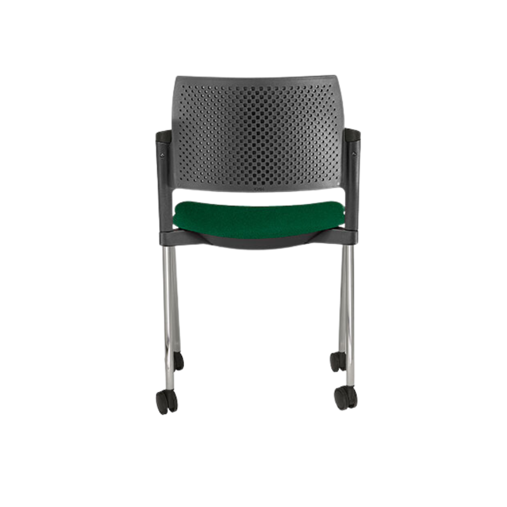 Silla de visita KYOS asiento y respaldo de hule espuma de poliuretano inyectado flexible con densidad de 60 kgs/m3 con retardante a la flama y alta resilencia Aura Muebles modelo OHV-334 cromada