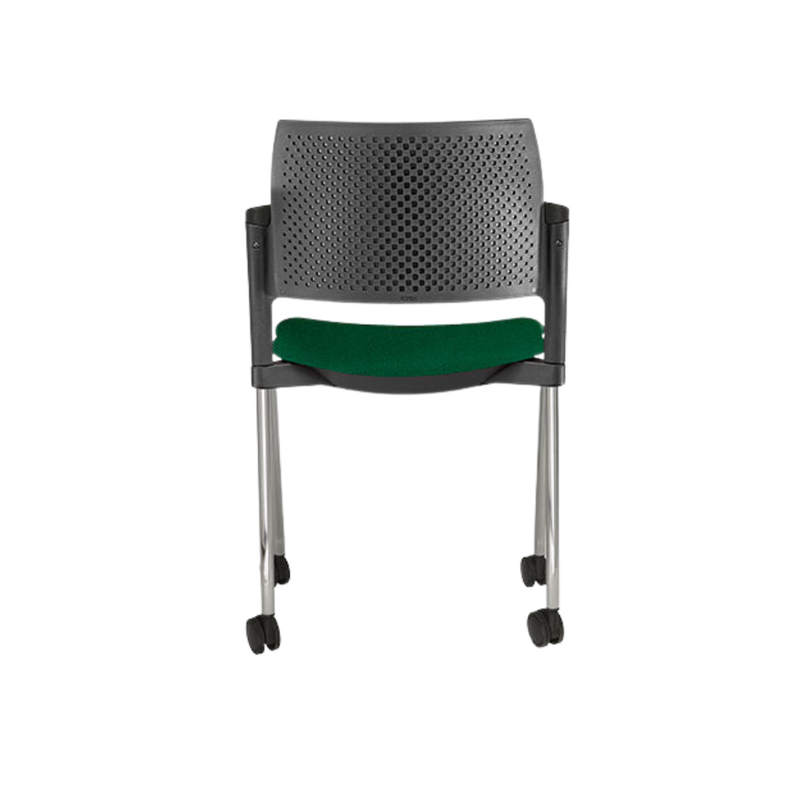 Silla de visita KYOS asiento y respaldo de hule espuma de poliuretano inyectado flexible con densidad de 60 kgs/m3 con retardante a la flama y alta resilencia Aura Muebles modelo OHV-334 cromada