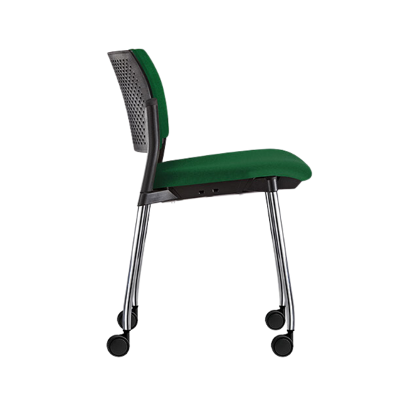 Silla de visita KYOS asiento y respaldo de hule espuma de poliuretano inyectado flexible con densidad de 60 kgs/m3 con retardante a la flama y alta resilencia Aura Muebles modelo OHV-334 cromada