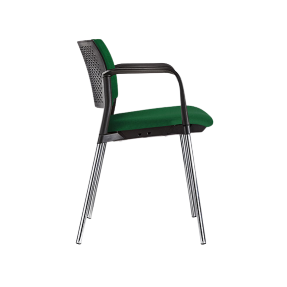 Silla de visita KYOS estructura de acero tubular de 7/8" de diámetro calibre 14 terminado en cromo y con descansabrazos de poliuretano en color gris blanco o negro Aura Muebles modelo OHV-335 cromada