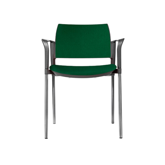 Silla de visita KYOS estructura de acero tubular de 7/8" de diámetro calibre 14 terminado en cromo y con descansabrazos de poliuretano en color gris blanco o negro Aura Muebles modelo OHV-335 cromada