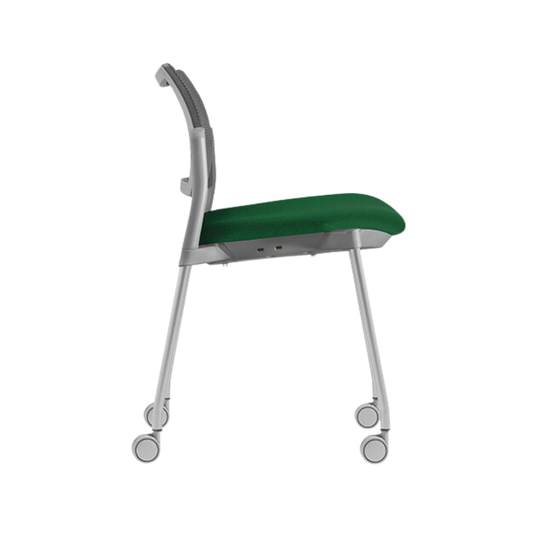 Silla de visita KYOS estructura de acero tubular de 7/8" de diámetro calibre 14 con acabado en pintura epóxica (electrostática) color negro mate o gris y con rodajas giratorias tipo dual en color gris Aura Muebles modelo OHV-366