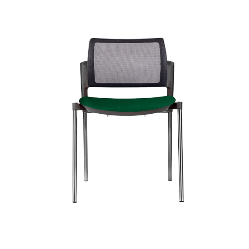 Silla de visita KYOS asiento de hule espuma de poliuretano inyectado flexible con densidad de 60 kgs/m3 con retardante a la flama y alta resilencia Aura Muebles modelo OHV-369 cromada