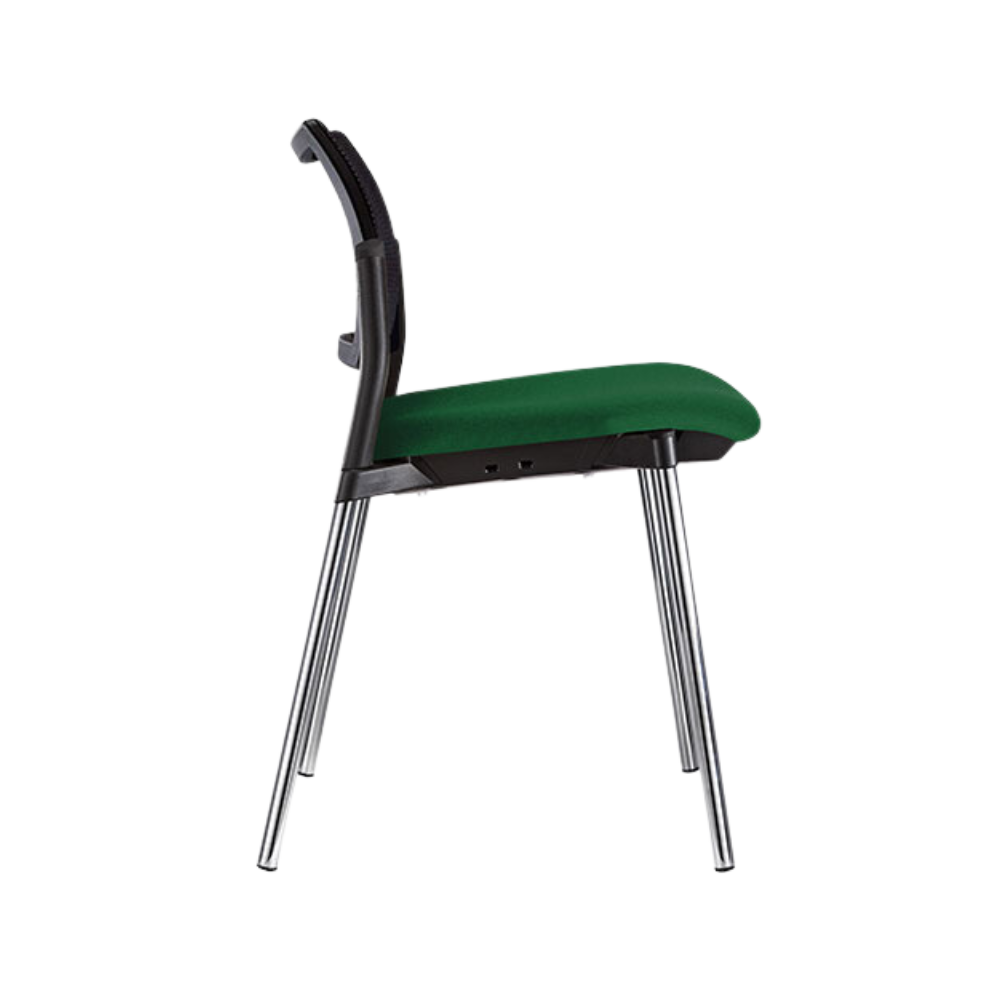 Silla de visita KYOS asiento de hule espuma de poliuretano inyectado flexible con densidad de 60 kgs/m3 con retardante a la flama y alta resilencia Aura Muebles modelo OHV-369 cromada