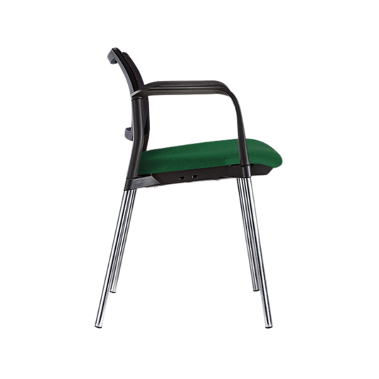 Silla de visita KYOS Estructura de acero tubular de 7/8" de diámetro calibre 14 terminado en cromo y con descansabrazos de poliuretano en color gris o negro Aura Muebles modelo OHV-371 cromada