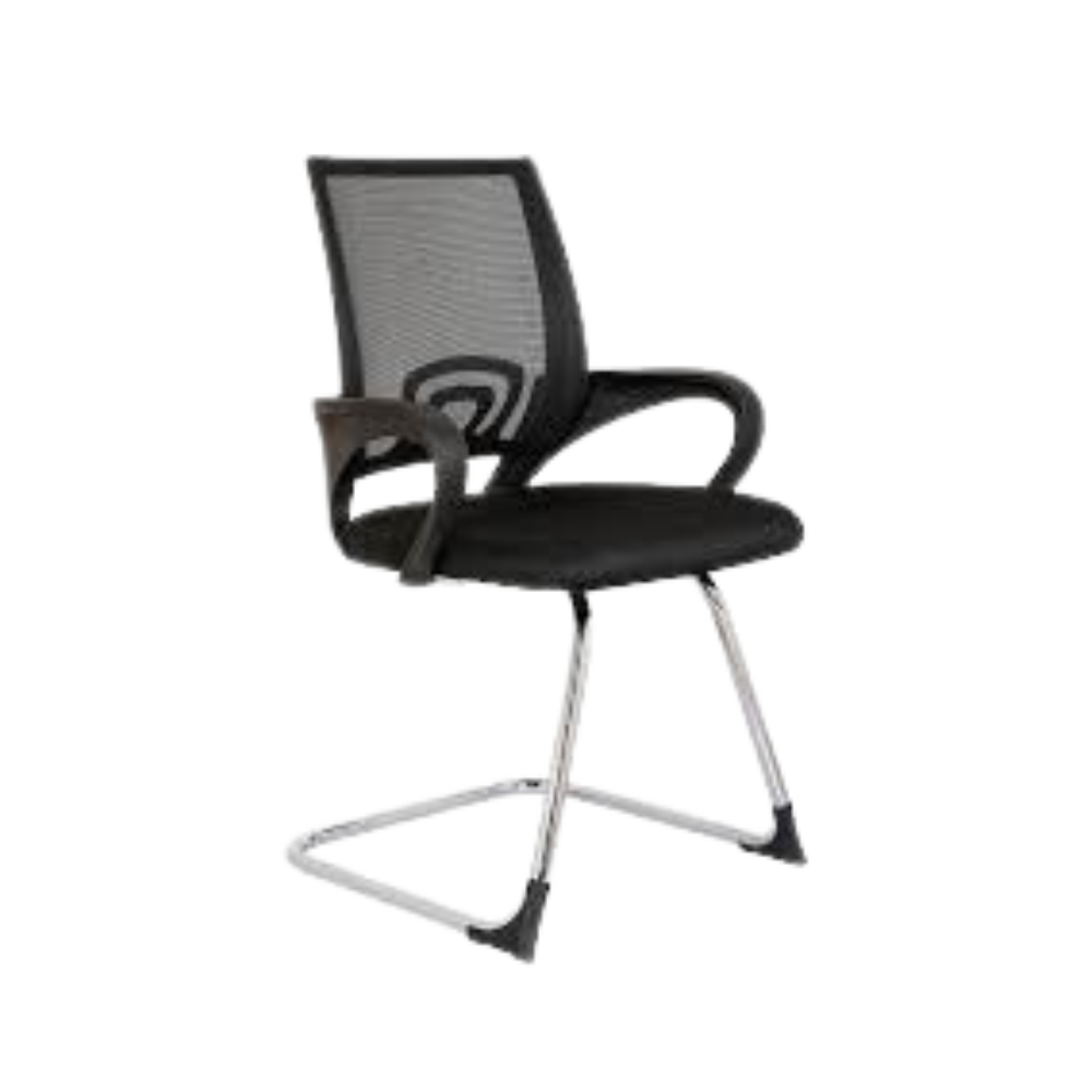 Silla de visita Respaldo y asiento Respaldo de estructura en polipropileno color negro tapizada en malla color negro asiento en aglomerado 16 mm Aura Muebles modelo LK-16