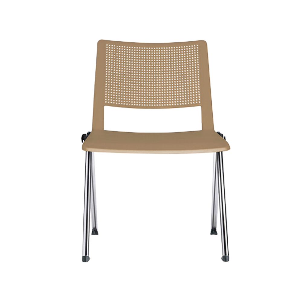 Silla de visita REVOLUTION Estructura De acero tubular de 1" de diámetro calibre 16 con terminado en cromo Respaldo asiento y brazos En dos piezas en polipropileno de alta resistencia y duración Aura Muebles modelo OHV-86 cromada