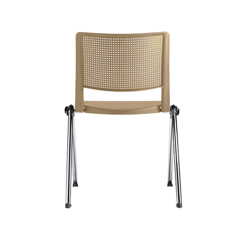 Silla de visita REVOLUTION Estructura De acero tubular de 1" de diámetro calibre 16 con terminado en cromo Respaldo asiento y brazos En dos piezas en polipropileno de alta resistencia y duración Aura Muebles modelo OHV-86 cromada