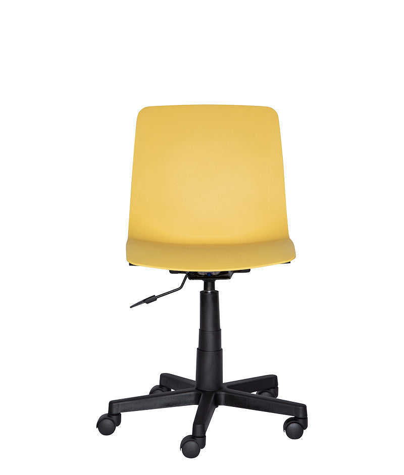 Vista frontal de la silla de visita PL-32 con ruedas