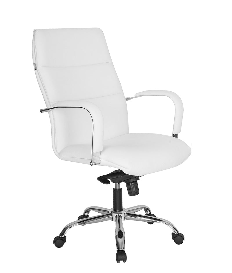 Silla de ejecutiva respaldo alto AB-2012-C en color blanco, ideal para oficinas elegantes