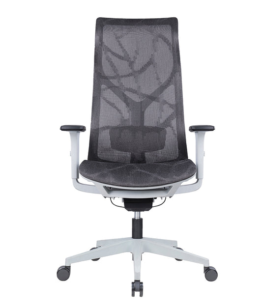 Silla ejecutiva gris modelo AB-80 GR vista frontal.