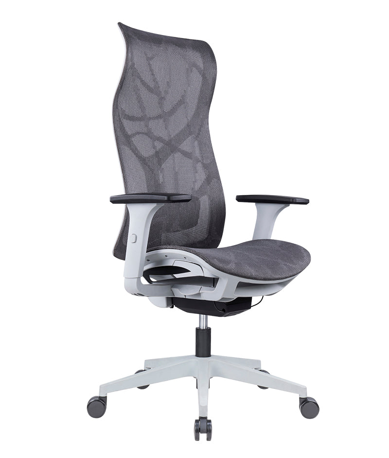 Silla ejecutiva ergonómica modelo AB-80 GR con base de 5 ruedas.