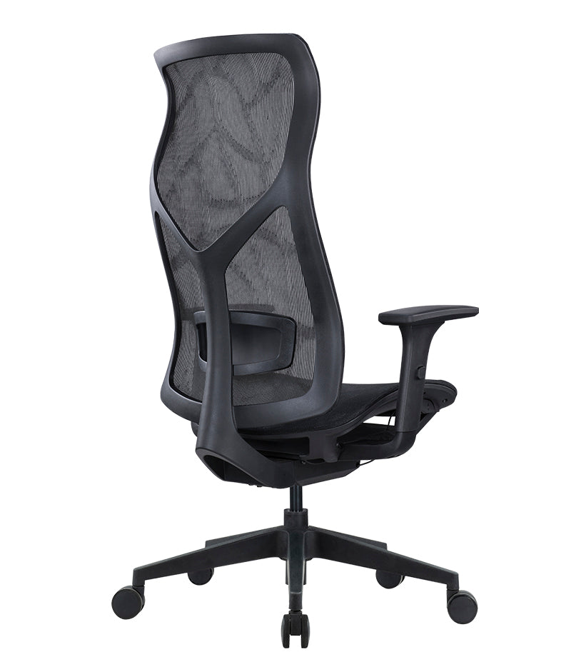 Vista trasera completa de la silla ejecutiva AB-80 NE en color negro