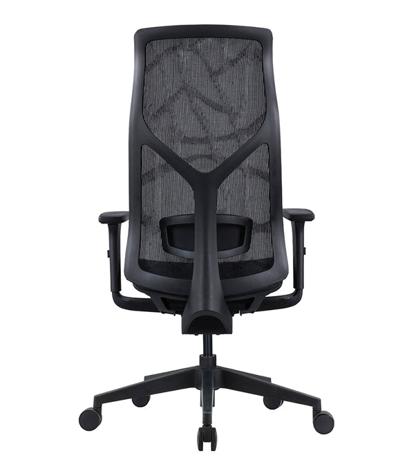 Vista trasera completa de la silla ejecutiva AB-80 NE en color negro