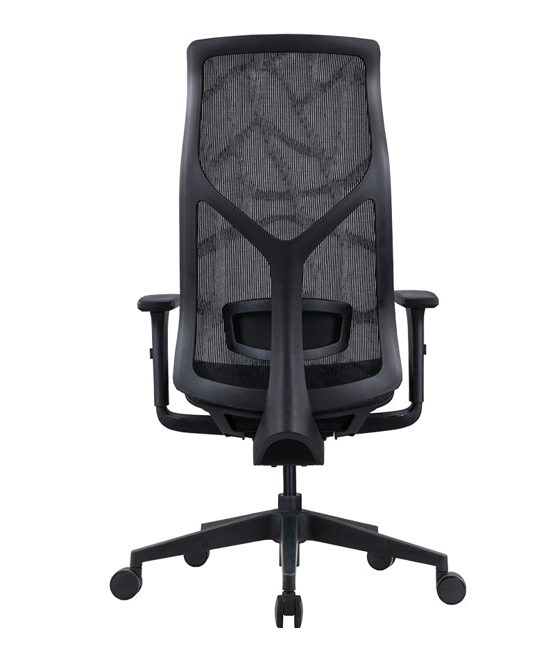 Vista trasera completa de la silla ejecutiva AB-80 NE en color negro