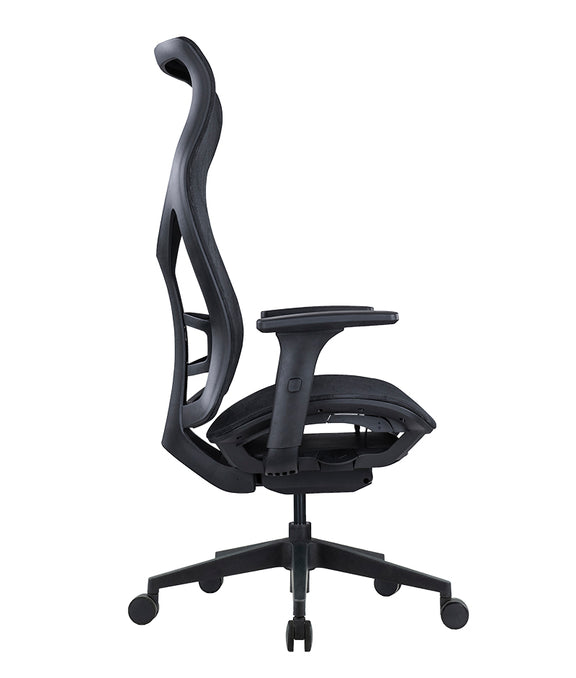 Silla ejecutiva AB-80 NE perfil lateral mostrando brazos ajustables