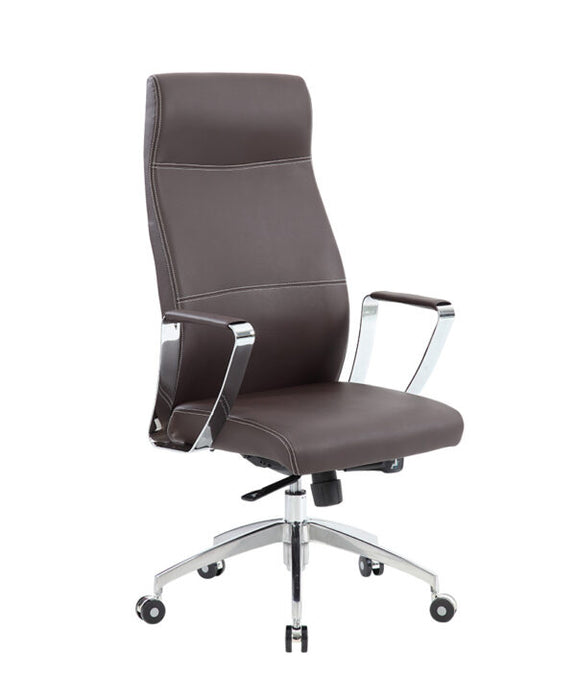 Silla ejecutiva modelo AC-10 color café con base cromada y respaldo alto