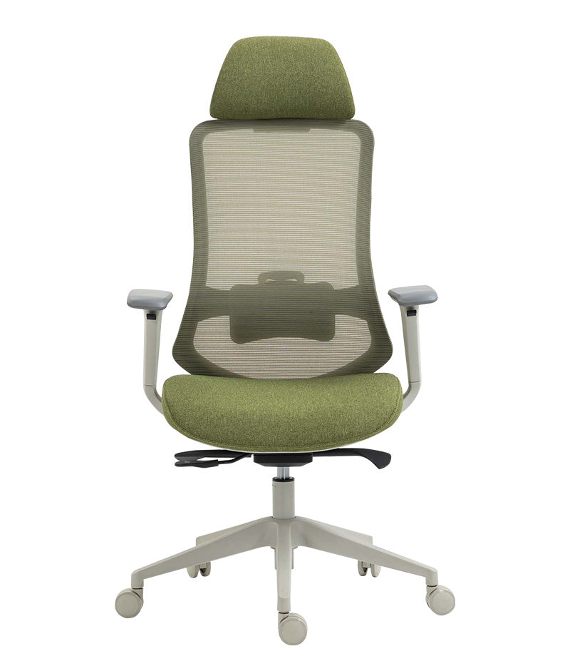 Silla ejecutiva con cabecera AC-30 GV vista frontal en color verde