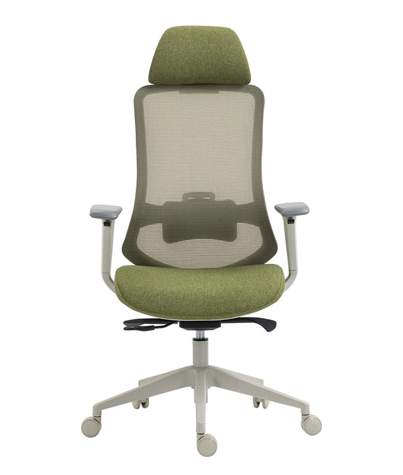 Silla ejecutiva con cabecera AC-30 GV vista frontal en color verde