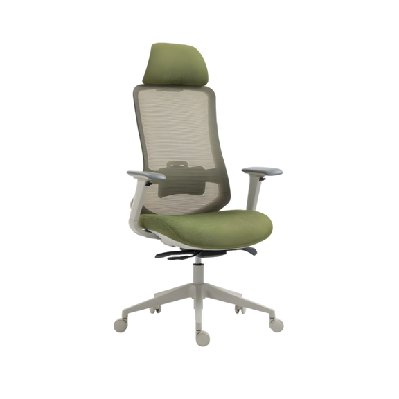 Silla ejecutiva con cabecera y soporte lumbar ajustable. Diseño ergonómico ideal para oficinas. ¡Comodidad y estilo en tu espacio de trabajo!