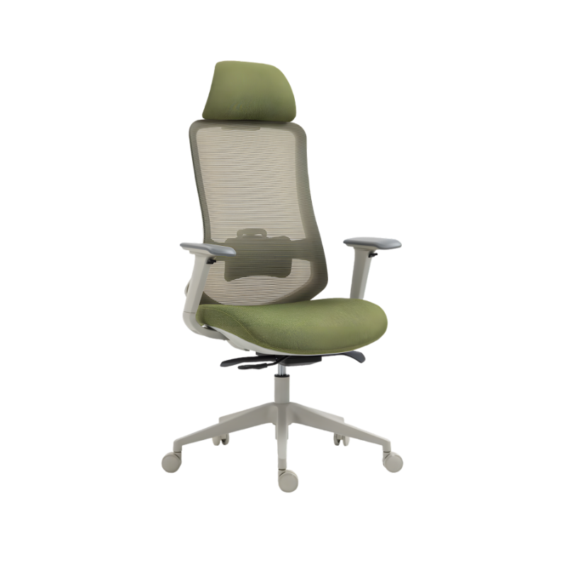 Silla ejecutiva con cabecera y soporte lumbar ajustable. Diseño ergonómico ideal para oficinas. ¡Comodidad y estilo en tu espacio de trabajo!