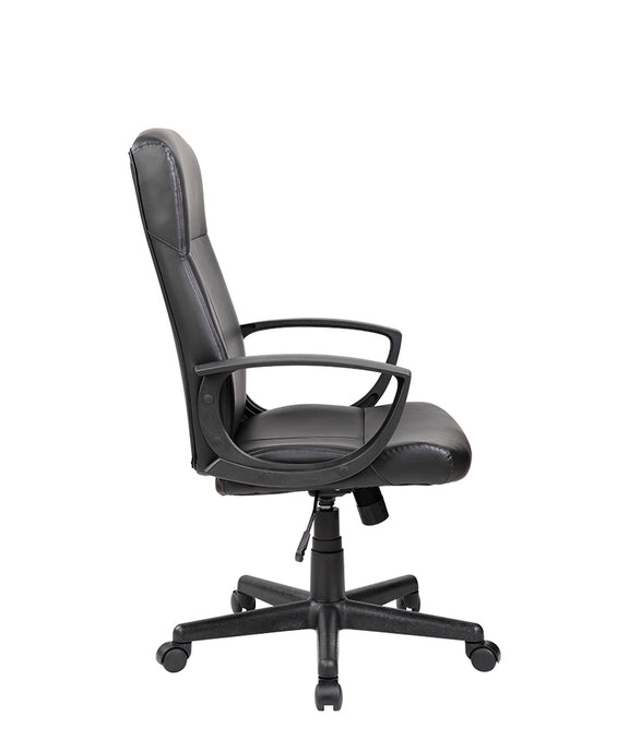 Vista lateral de silla ejecutiva E-410 con brazos fijos.