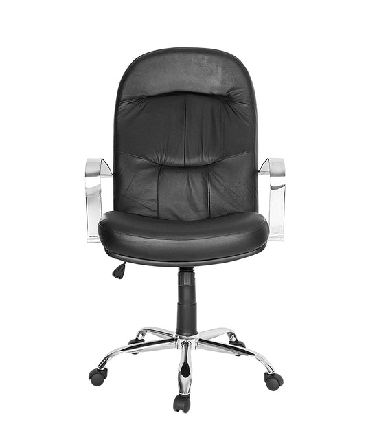 Vista frontal de silla de ejecutiva E-100 con brazos metálicos