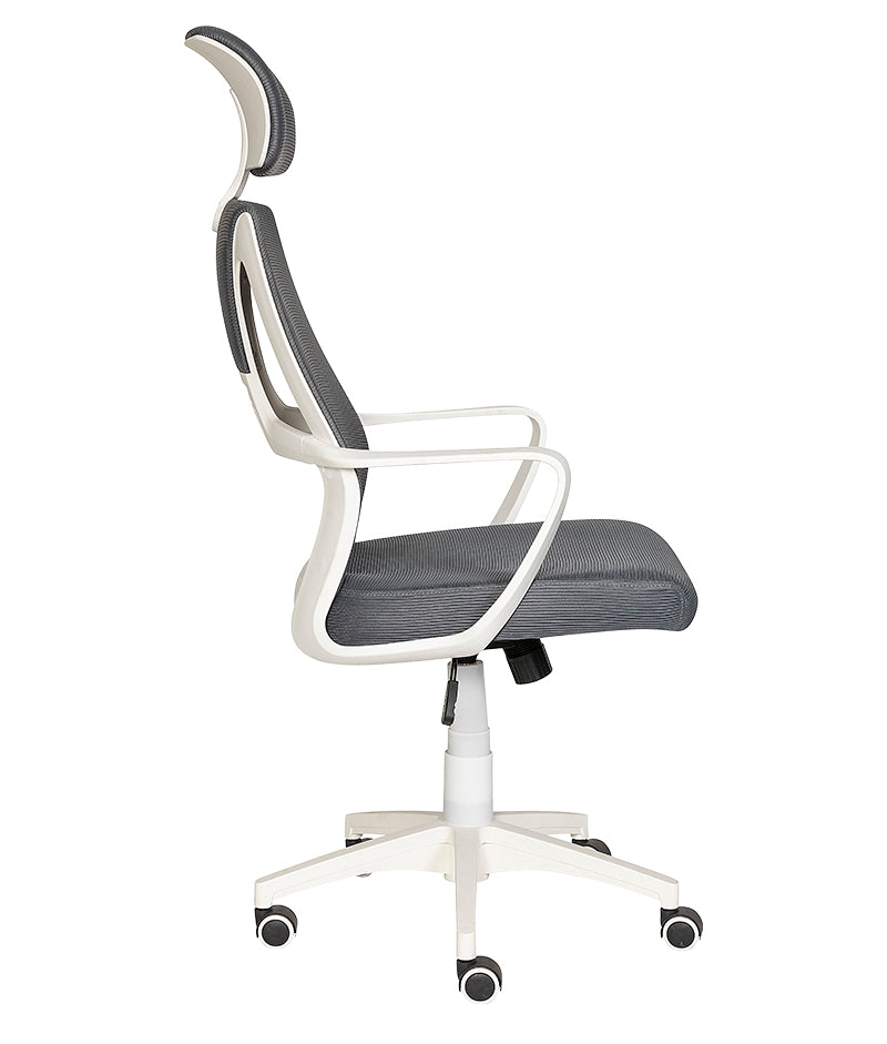 Vista lateral de silla ejecutiva ergonómica GA-004 BL con cabecera