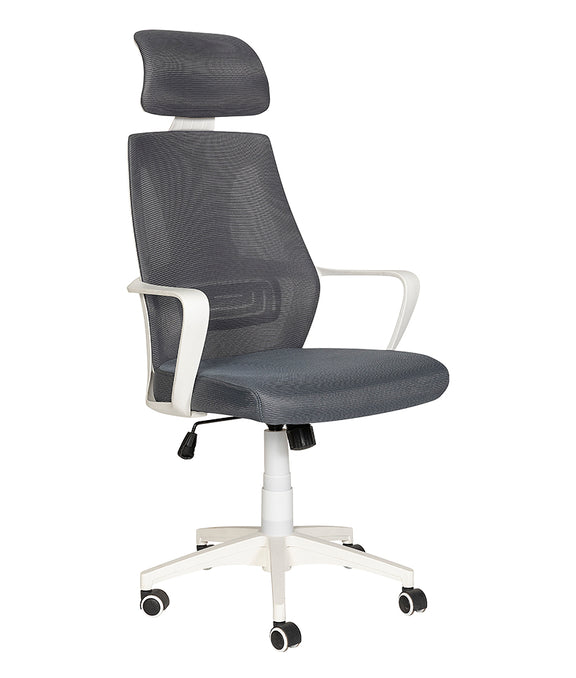 Silla ejecutiva GA-004 BL con estructura blanca y respaldo en malla