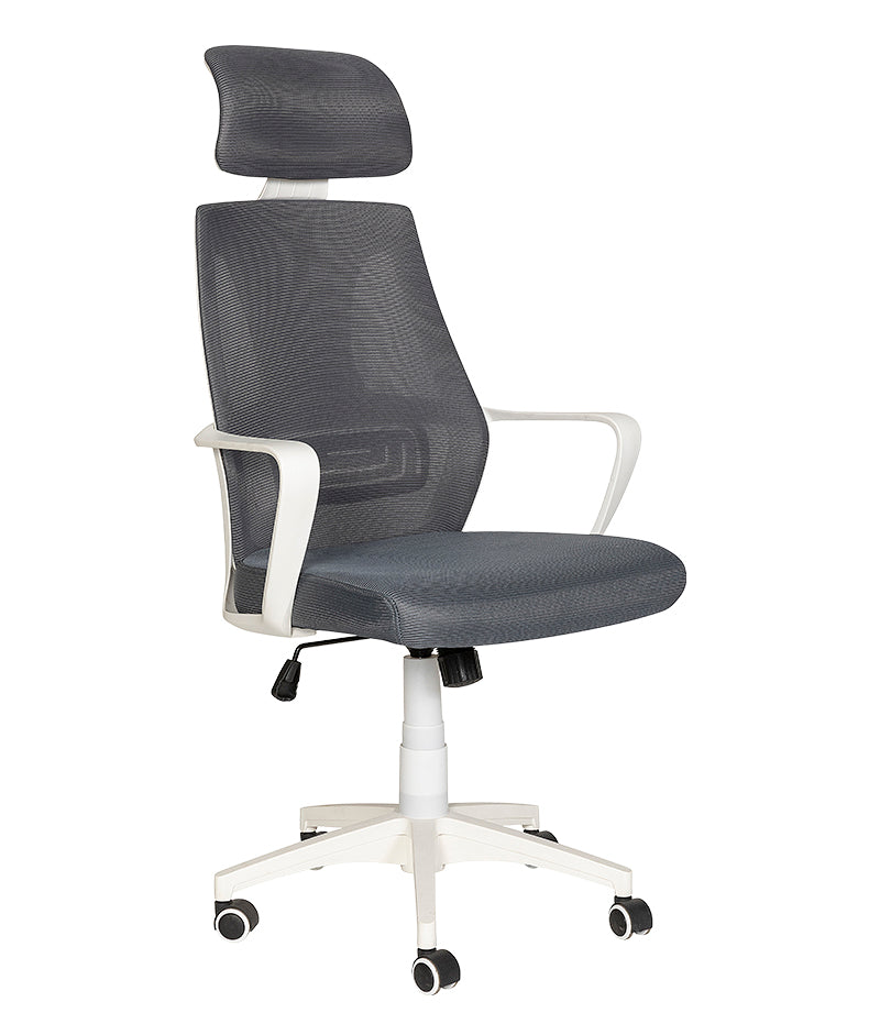 Silla ejecutiva GA-004 BL con estructura blanca y respaldo en malla