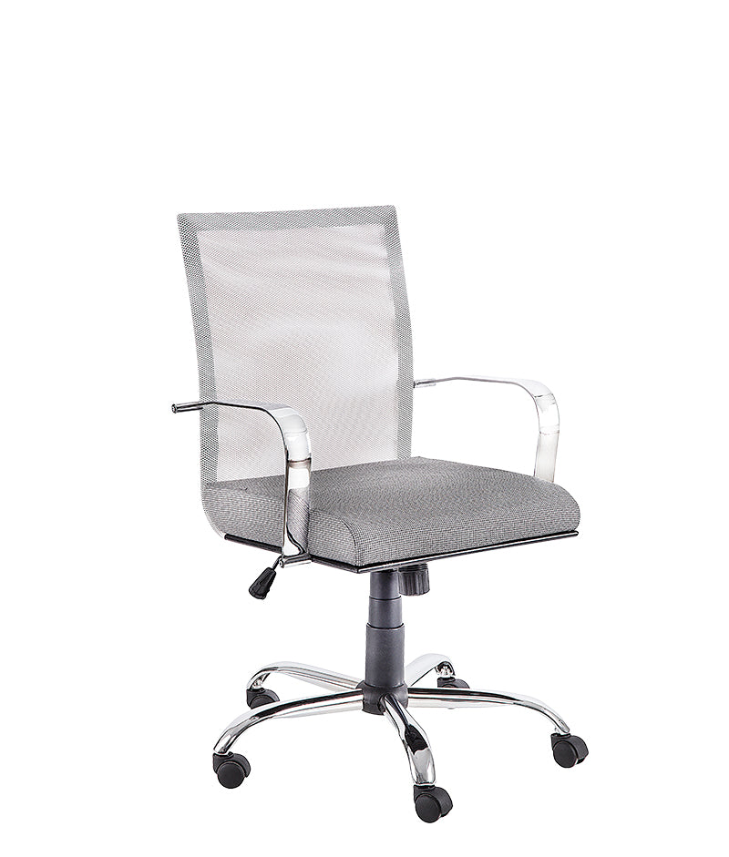 silla de oficina ejecutiva M-155 respaldo bajo tapizado gris