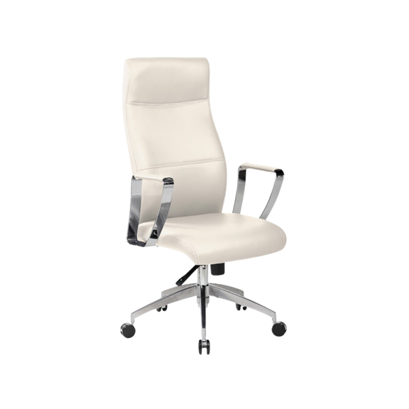 Silla ejecutiva modelo AC-10 en vinil con base cromada y respaldo alto. Diseño moderno, cómodo y resistente hasta 150 kg. Ideal para oficina profesional.