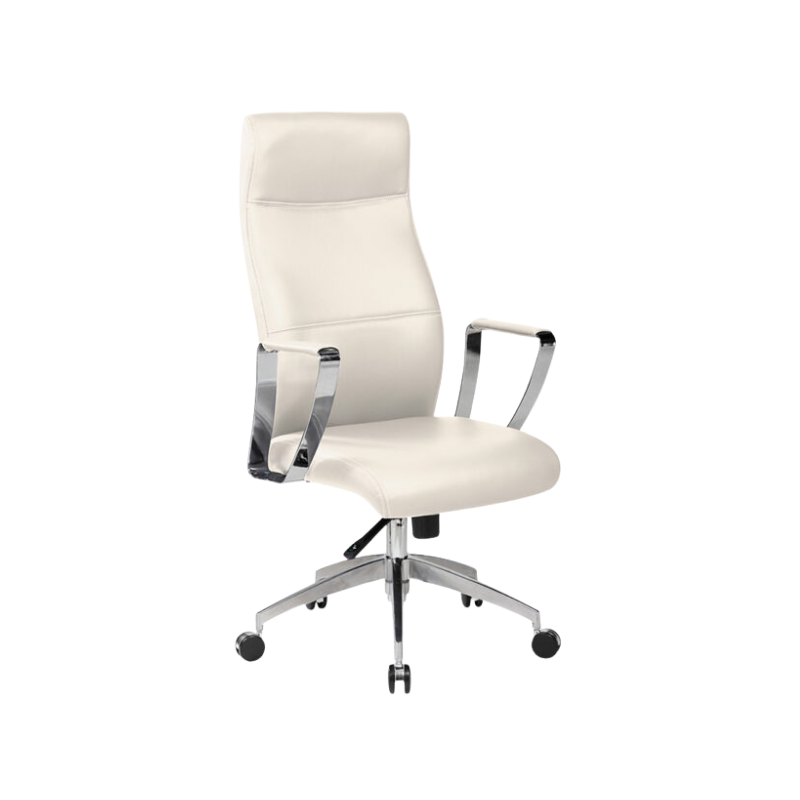 Silla ejecutiva modelo AC-10 en vinil con base cromada y respaldo alto. Diseño moderno, cómodo y resistente hasta 150 kg. Ideal para oficina profesional.