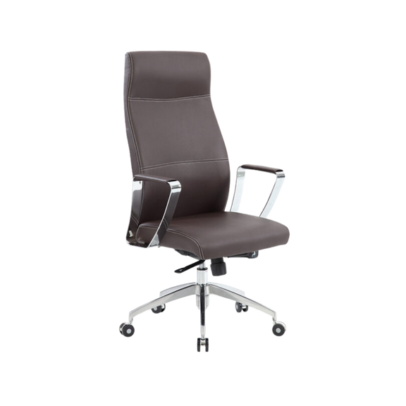 Silla ejecutiva modelo AC-10 en vinil con base cromada y respaldo alto. Diseño moderno, cómodo y resistente hasta 150 kg. Ideal para oficina profesional.